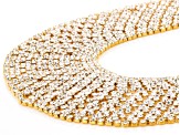 Pre-Owned White Crystal Gold Tone Collar Necklace