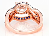 Pre-Owned Moissanite with champagne diamond and blue sapphire 14k rose gold over silver ring 1.90ct