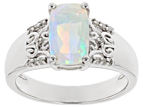 Pre-Owned Multi-Color Ethiopian Opal Rhodium Over Sterling Silver Ring 1.21ctw