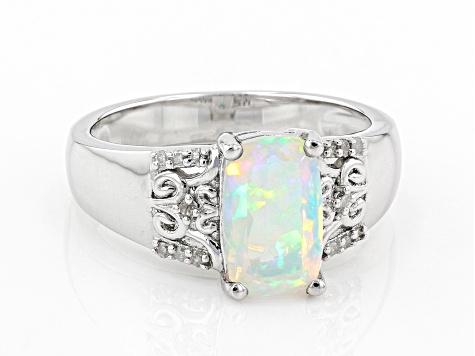 Pre-Owned Multi-Color Ethiopian Opal Rhodium Over Sterling Silver Ring 1.21ctw