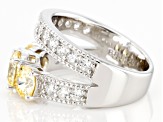 Pre-Owned Yellow And White Cubic Zirconia Rhodium Over Sterling Silver Ring. 4.33ctw