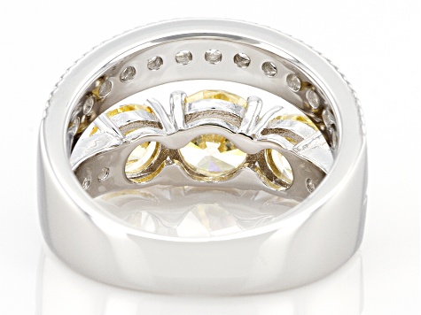 Pre-Owned Yellow And White Cubic Zirconia Rhodium Over Sterling Silver Ring. 4.33ctw