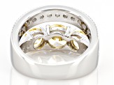 Pre-Owned Yellow And White Cubic Zirconia Rhodium Over Sterling Silver Ring. 4.33ctw