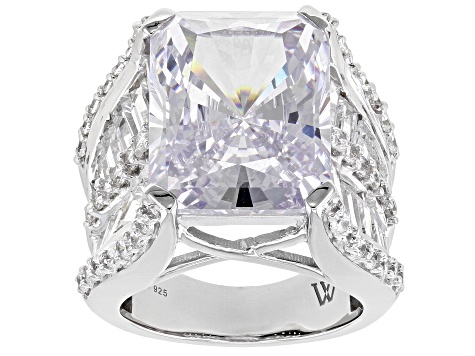 Pre-Owned White Cubic Zirconia Rhodium Over Silver Ring