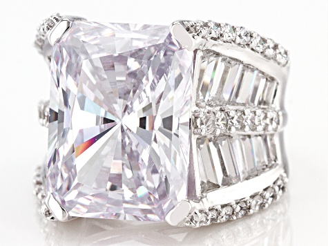 Pre-Owned White Cubic Zirconia Rhodium Over Silver Ring