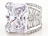 Pre-Owned White Cubic Zirconia Rhodium Over Silver Ring