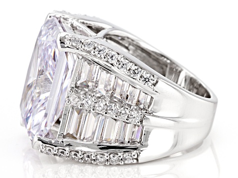 Pre-Owned White Cubic Zirconia Rhodium Over Silver Ring