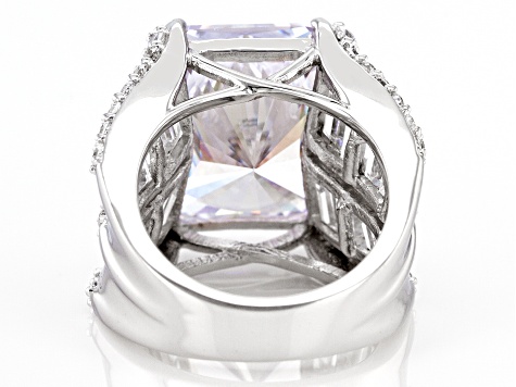 Pre-Owned White Cubic Zirconia Rhodium Over Silver Ring