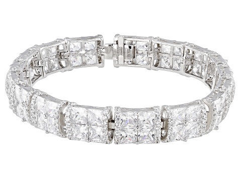 Pre-Owned White Cubic Zirconia Rhodium Over Sterling Silver Bracelet 41.87ctw (28.06ctw DEW)