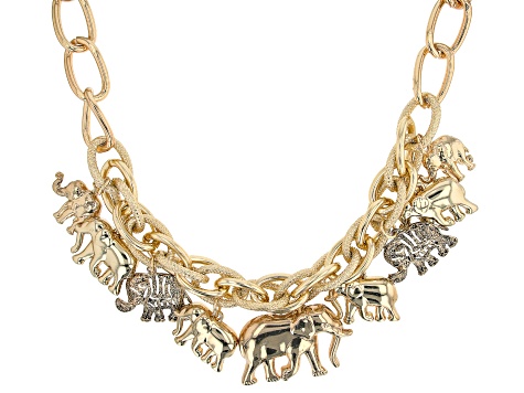 Pre-Owned Gold Tone Elephant Charm Necklace