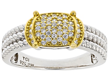Picture of Pre-Owned White Cubic Zirconia Rhodium And 14k Yellow Gold Over Sterling Silver Ring 0.40ctw