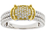 Pre-Owned White Cubic Zirconia Rhodium And 14k Yellow Gold Over Sterling Silver Ring 0.40ctw