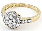 Pre-Owned White Diamond 10K Yellow Gold Cluster Ring 0.50ctw