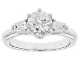 Pre-Owned White Zircon Rhodium Over Sterling Silver 3-Stone Ring 1.86ctw