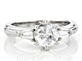 Pre-Owned White Zircon Rhodium Over Sterling Silver 3-Stone Ring 1.86ctw