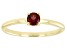 Pre-Owned Red Garnet 10k Yellow Gold Solitaire Ring. 0.28ctw