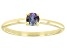 Pre-Owned Green Lab Created Alexandrite 10k Yellow Gold Solitaire Ring. 0.20ctw