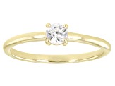 Pre-Owned White Zircon 10k Yellow Gold Solitaire Ring. 0.34ctw