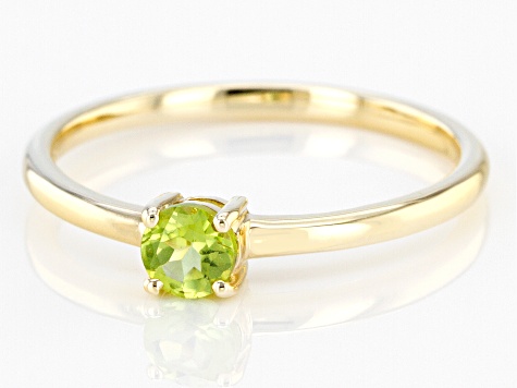 Pre-Owned Green Manchurian Peridot™ 10k Yellow Gold Solitaire Ring. 0.26ctw