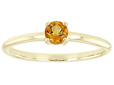 Pre-Owned Orange Citrine 10k Yellow Gold Solitaire Ring. 0.21ctw