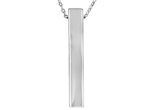 Pre-Owned 10K White Gold Vertical Engravable Bar Necklace