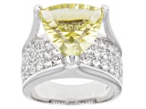 Pre-Owned Yellow Brazilian Quartz Rhodium Over Sterling Silver Ring 5.89ctw.