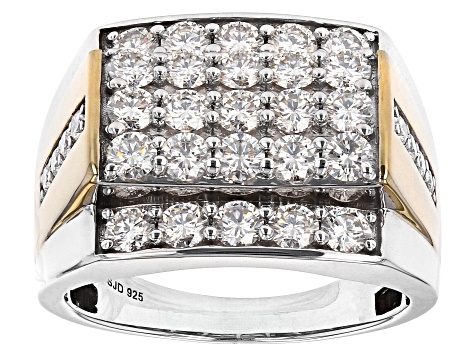 Pre-Owned Moissanite platineve and 14k yellow gold over platineve mens ring 2.74ctw DEW.