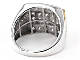 Pre-Owned Moissanite platineve and 14k yellow gold over platineve mens ring 2.74ctw DEW.