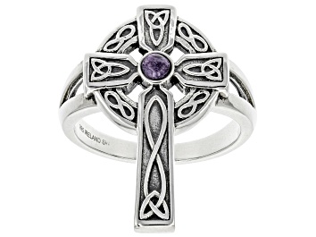 Picture of Pre-Owned Charoite Sterling Silver Celtic Cross Ring