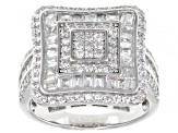 Pre-Owned White Cubic Zirconia Rhodium Over Sterling Silver Ring 2.83ctw