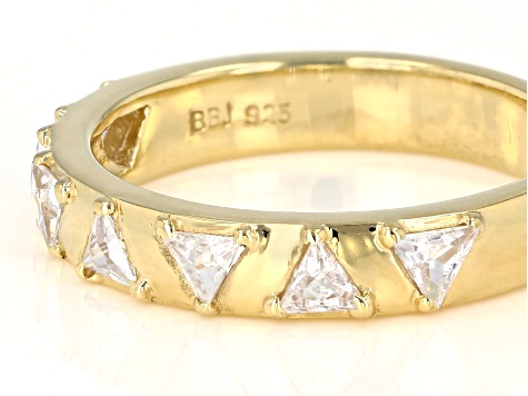 Pre-Owned White Cubic Zirconia 18K Yellow Gold Over Sterling Silver Band Ring 0.85ctw