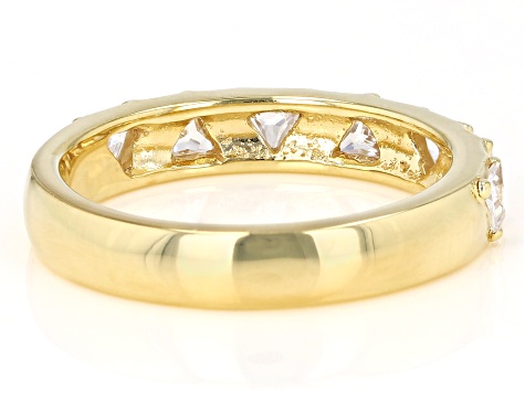 Pre-Owned White Cubic Zirconia 18K Yellow Gold Over Sterling Silver Band Ring 0.85ctw