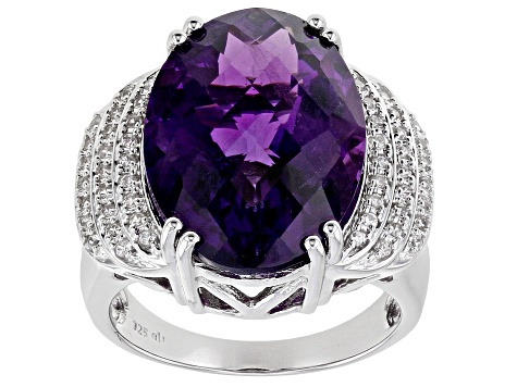 Pre-Owned Purple Amethyst Rhodium Over Silver Ring 10.34ctw