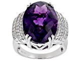 Pre-Owned Purple Amethyst Rhodium Over Silver Ring 10.34ctw
