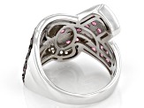 Pre-Owned Purple Rhodolite Rhodium Over Sterling Silver Buckle Ring 2.21ctw