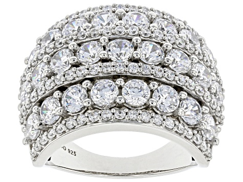 Pre-Owned White Cubic Zirconia Rhodium Over Sterling Silver Ring 7.60ctw