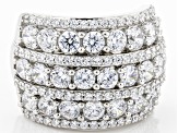 Pre-Owned White Cubic Zirconia Rhodium Over Sterling Silver Ring 7.60ctw