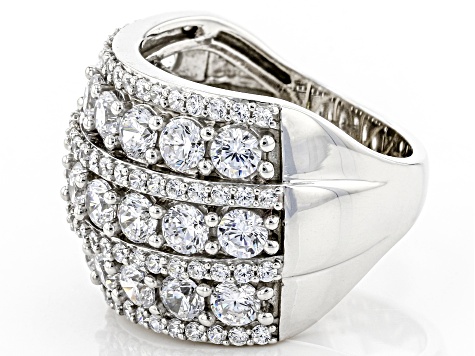 Pre-Owned White Cubic Zirconia Rhodium Over Sterling Silver Ring 7.60ctw