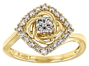Pre-Owned White Diamond 10K Yellow Gold Cluster Ring 0.45ctw