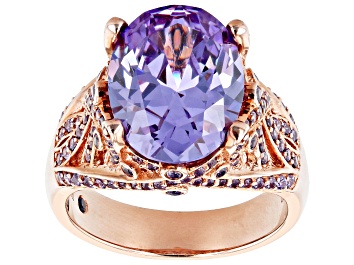 Picture of Pre-Owned Purple Cubic Zirconia 18k Rose Gold Over Silver Ring 16.70ctw
