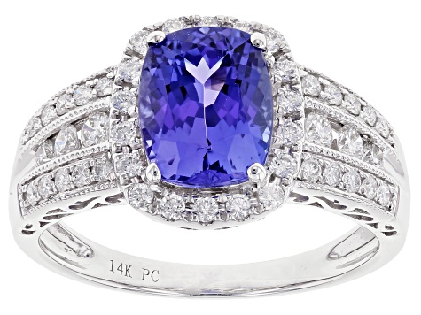 Pre-Owned Blue Tanzanite Rhodium Over 14K White Gold Ring 2.27ctw ...