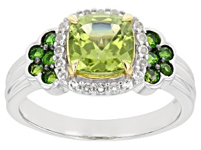 Pre-Owned Green Peridot Rhodium Over Silver Ring 1.79ctw