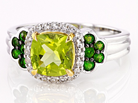 Pre-Owned Green Peridot Rhodium Over Silver Ring 1.79ctw