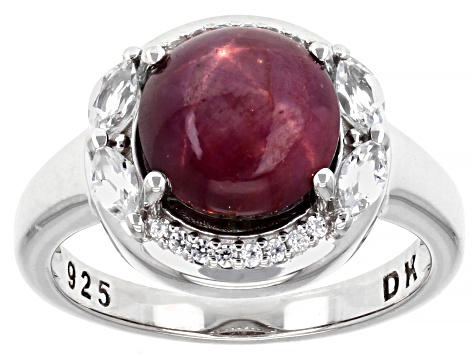 Pre-Owned Red Ruby Rhodium Over Sterling Silver Ring 3.92ctw