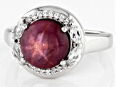 Pre-Owned Red Ruby Rhodium Over Sterling Silver Ring 3.92ctw