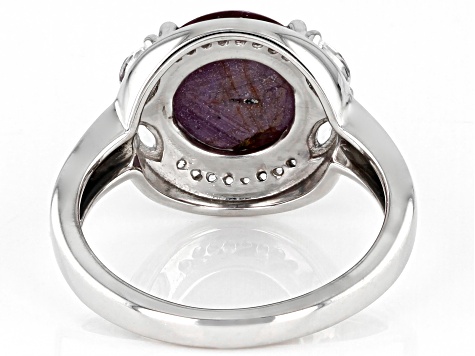 Pre-Owned Red Ruby Rhodium Over Sterling Silver Ring 3.92ctw