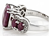 Pre-Owned Red Ruby Rhodium Over Sterling Silver Ring 6.73ctw