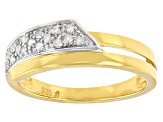 Pre-Owned White Diamond 14k Yellow Gold Over Sterling Silver Bypass Ring 0.10ctw