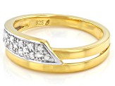 Pre-Owned White Diamond 14k Yellow Gold Over Sterling Silver Bypass Ring 0.10ctw