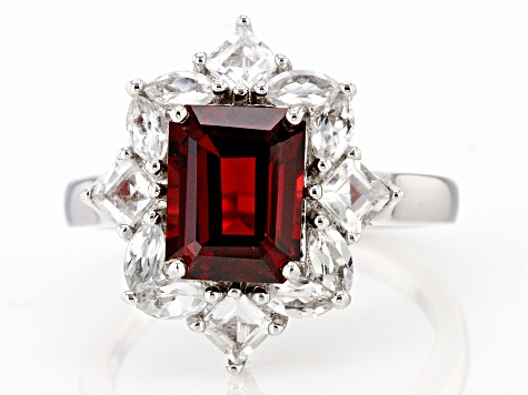 Pre-Owned Red Garnet Rhodium Over Sterling Silver Ring 2.69ctw